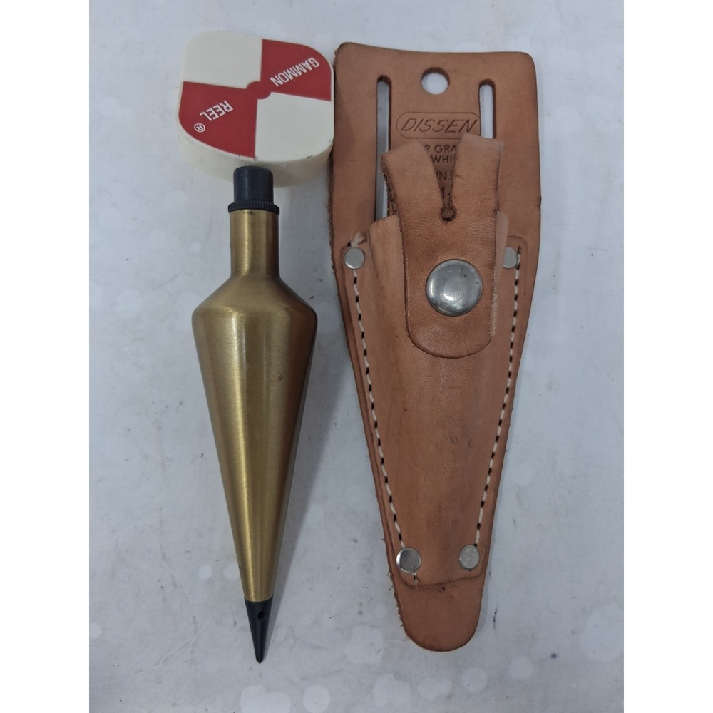 16 oz Brass Plumb-Bob with Steel Tip and Leather Holster CST PLUS Gammon Reel